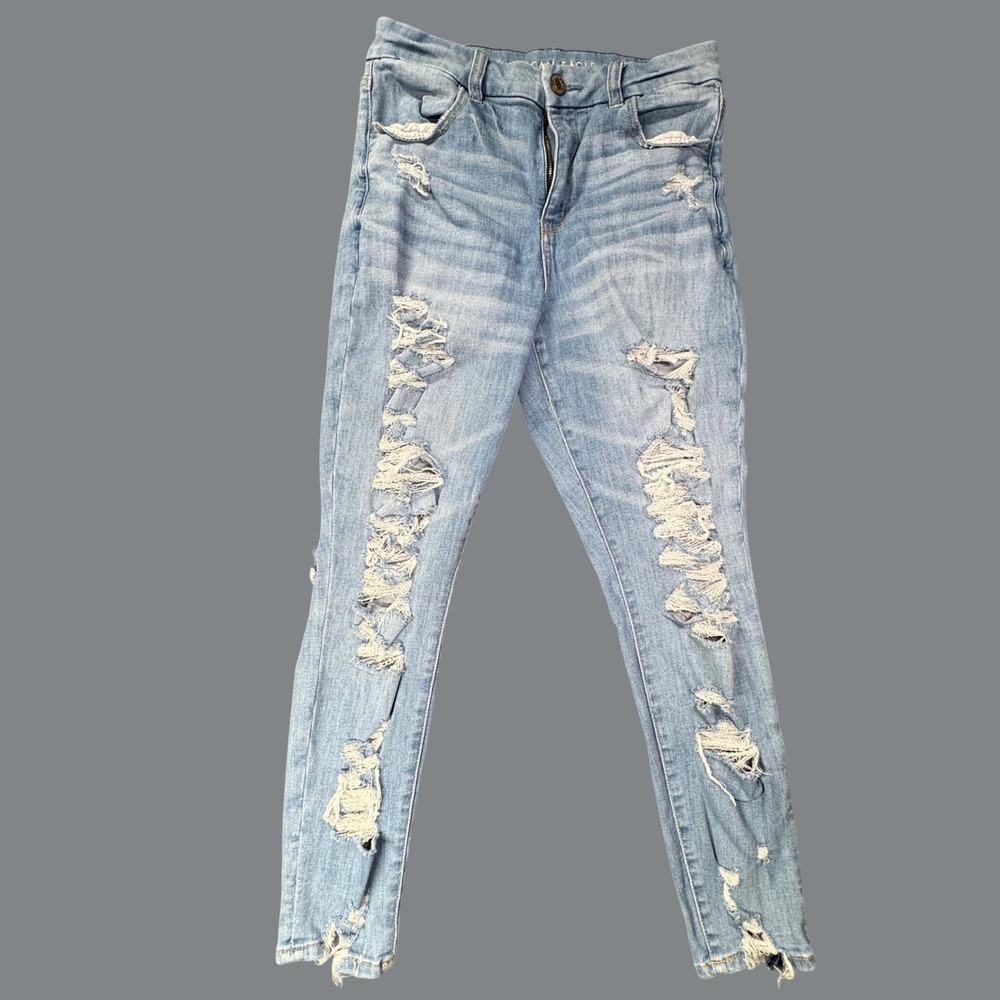 American Eagle Jeans Womens 8 Light Blue Distressed Next Level Stretch Denim